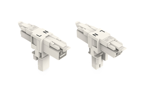 Wago (25 PK) 890-1656 | T-distribution connector, 2-pole, Cod. A, 1 input, 2 outputs, 2 locking levers