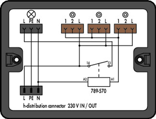 Wago 899-632/101-000 | Distribution box, Surge switch circuit, 1 input, 4 outputs, Cod. A, S, MIDI