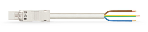 Wago 891-8993/206-502 | pre-assembled connecting cable, Eca, Plug/open-ended, 3-pole, Cod. A, H05VV-F 3G 1.5 mm2, 5 m