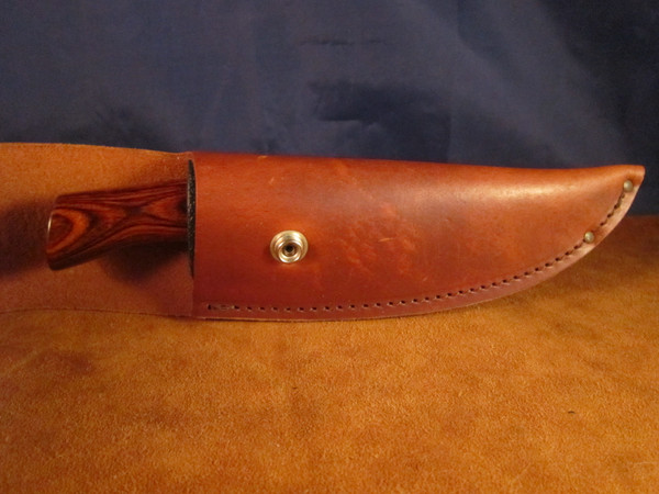 2002 Marbles Ideal; Cocobolo Game Getter handle, leather flap sheath