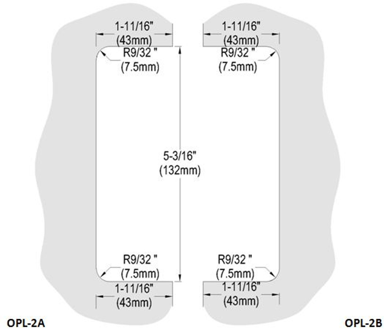 CUT OUT REQUIRED FOR BOTH, OPL-2A&2B-BS