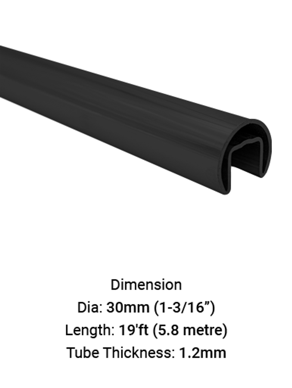 TU630D1912R - BL TUBE SLOTTED ROUND FOR HANDRAIL Diameter 30 MM WITH 1.2 MM THICK 5.8M (19') LENGTH IN SS316 