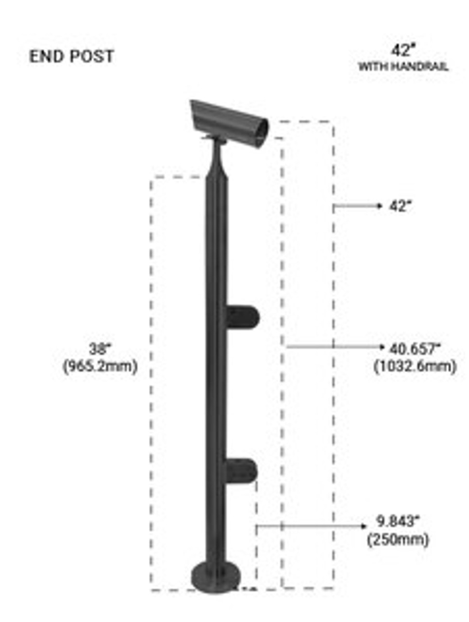 PR60084242EBS - BL ROUND END POST  42" SS316