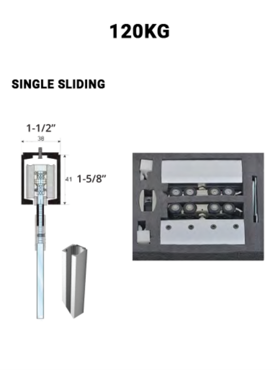 SLEZ120ST-SS Single Sliding 120KG w/Cladding
