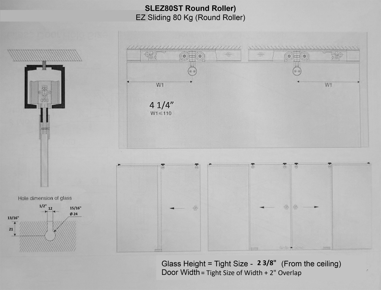 SLEZ80ST-DS Double Sliding 80KG Round w/Cladding
