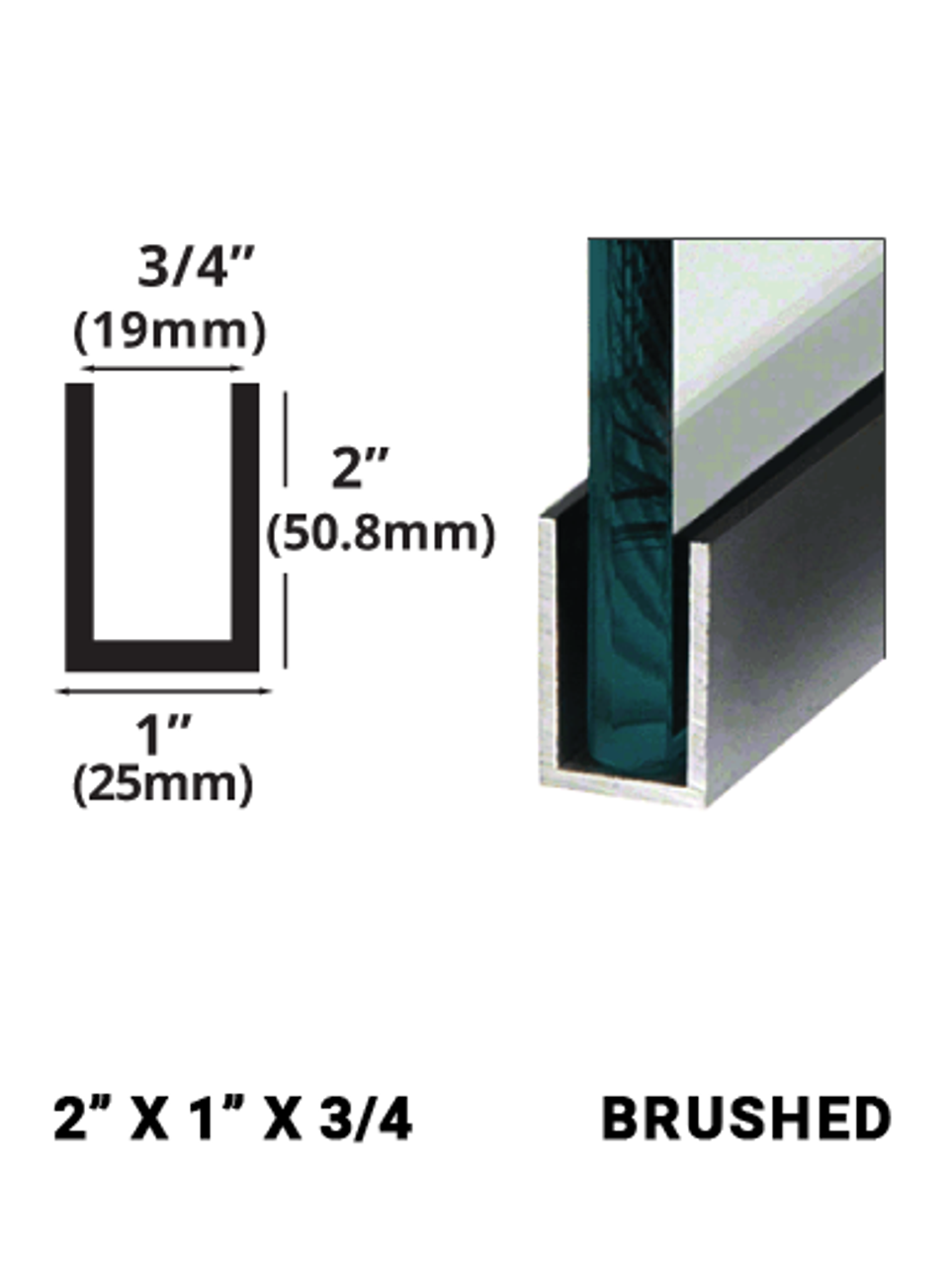 E3UC2X1BN12 Brushed Stainless 2" X 1" 