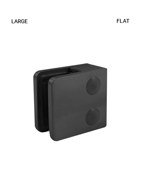 GC11630052SBL Large Square Glass Clamp in Zamak for Flat in Matte Black Finish