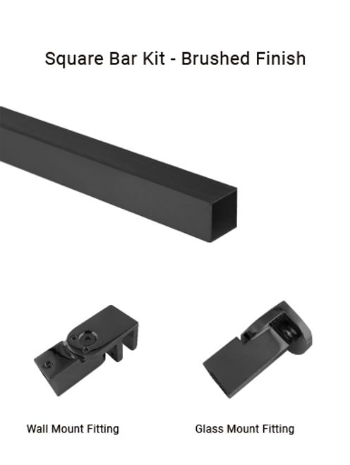 TGSUP10BN - BL Wall to Glass Square Support Bar Kit in Brushed to PC Black Finish