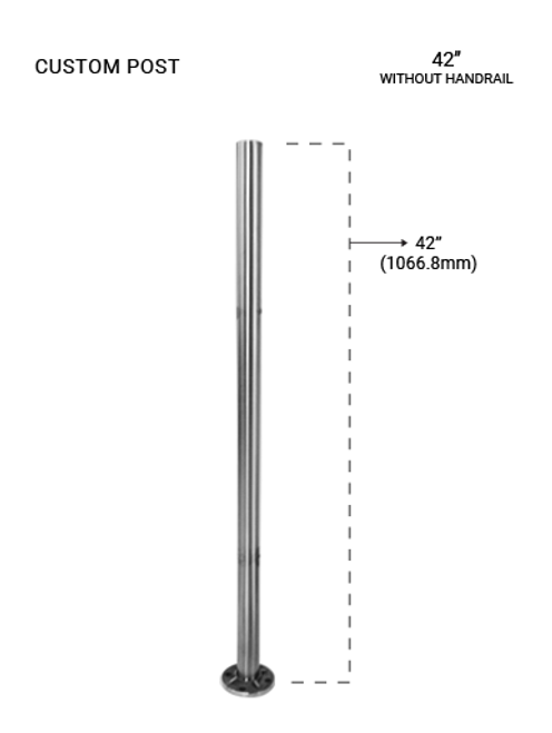 PR40124242XBL 42" HIGH PRE FABRICATED POST IN SS 316 BLACK FINISH