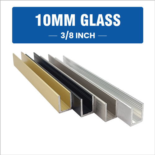 B | 10MM | ALUMINIUM U-CHANNEL For 3/8"Glass |   9/16"(W) X 3/4"(H) | E3US3834