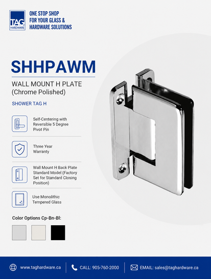 SHHPAWM Wall Mount Paris Series H Plate: Premium Strength, Precision, and Style for Frameless Shower Doors