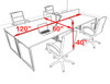 Four Person Modern Acrylic Divider Office Workstation, #AL-OPN-FP10