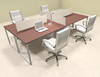 Four Person Modern Acrylic Divider Office Workstation, #AL-OPN-FP10