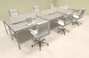 Six Person Modern Acrylic Divider Office Workstation, #AL-OPN-FP14