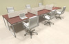 Six Person Modern Acrylic Divider Office Workstation, #AL-OPN-FP16