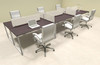Six Person Modern Acrylic Divider Office Workstation, #AL-OPN-FP17