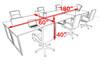 Six Person Modern Acrylic Divider Office Workstation, #AL-OPN-FP18