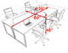 Four Person Modern Acrylic Divider Office Workstation, #AL-OPN-FP29