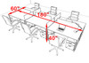 Six Person Modern Acrylic Divider Office Workstation, #AL-OPN-FP31