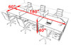Six Person Modern Acrylic Divider Office Workstation, #AL-OPN-FP32