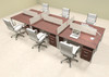 Six Person Modern Acrylic Divider Office Workstation, #AL-OPN-FP34