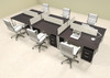 Six Person Modern Acrylic Divider Office Workstation, #AL-OPN-FP36