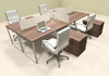 Four Person Modern Acrylic Divider Office Workstation, #AL-OPN-FP45