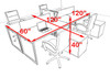 Four Person Modern Acrylic Divider Office Workstation, #AL-OPN-FP48