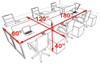Six Person Modern Acrylic Divider Office Workstation, #AL-OPN-FP49