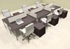 Six Person Modern Acrylic Divider Office Workstation, #AL-OPN-FP53