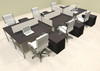 Six Person Modern Acrylic Divider Office Workstation, #AL-OPN-FP54