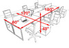 Six Person Modern Acrylic Divider Office Workstation, #AL-OPN-FP68