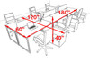 Six Person Modern Acrylic Divider Office Workstation, #AL-OPN-FP71