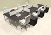 Six Person Modern Acrylic Divider Office Workstation, #AL-OPN-FP72