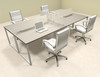 Four Person Modern Acrylic Divider Office Workstation, #AL-OPN-FP8