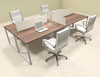 Four Person Modern Acrylic Divider Office Workstation, #AL-OPN-FP9