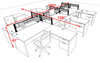 Six Person Modern Aluminum Organizer Divider Office Workstation, #OT-SUL-FPW46