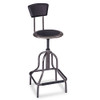 Diesel Series Industrial Stool W/back, High Base, Pewter Leather Seat/back Pad, #SF-5553-