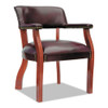 Alera Traditional Series Guest Arm Chair, Mahogany Finish/oxblood Vinyl, #AL-1224