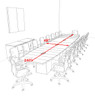 Modern Boat Shaped Cube Leg 20' Feet Conference Table, #OF-CON-CQ60