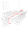 Modern Boat Shaped Steel Leg 14' Feet Conference Table, #OF-CON-CM31