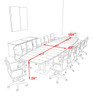 Modern Boat Shaped Steel Leg 14' Feet Conference Table, #OF-CON-CM34