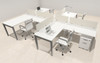 Four Person Modern Divider Office Workstation Desk Set, #OF-CON-SP33