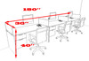 Three Person Modern Accoustic Divider Office Workstation Desk Set, #OT-SUL-SPRB27