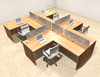 Four Person Modern Accoustic Divider Office Workstation Desk Set, #OT-SUL-SPRG45