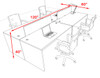 Four Person Modern Acrylic Divider Office Workstation Desk Set, #OF-CPN-FPO5