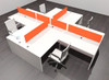 Four Person Modern Acrylic Divider Office Workstation Desk Set, #OF-CPN-FPO29