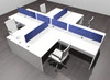 Four Person Modern Accoustic Divider Office Workstation Desk Set, #OF-CPN-FPRB29