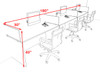 Three Person Modern Acrylic Divider Office Workstation Desk Set, #OF-CPN-SPO5