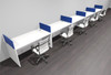 Five Person Modern Accoustic Divider Office Workstation Desk Set, #OF-CPN-SPRB13